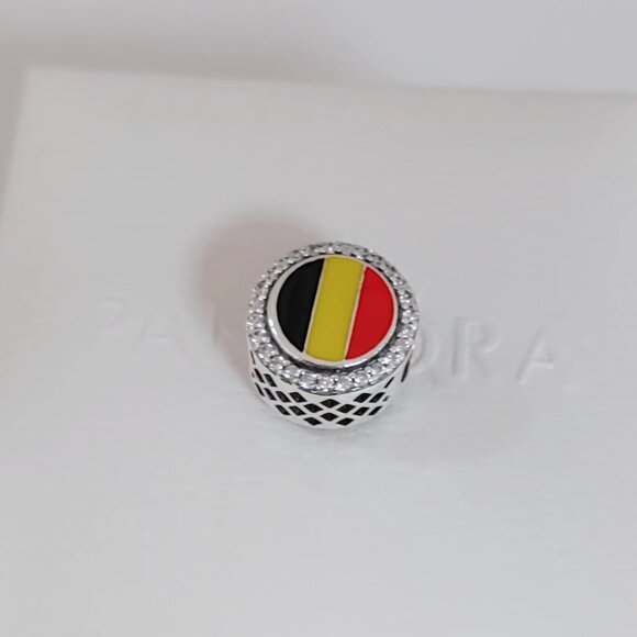 Belgium Flag Charm Bead Travel Pendant Bracelet Pendant S925 Silver with box - Picture 6 of 6